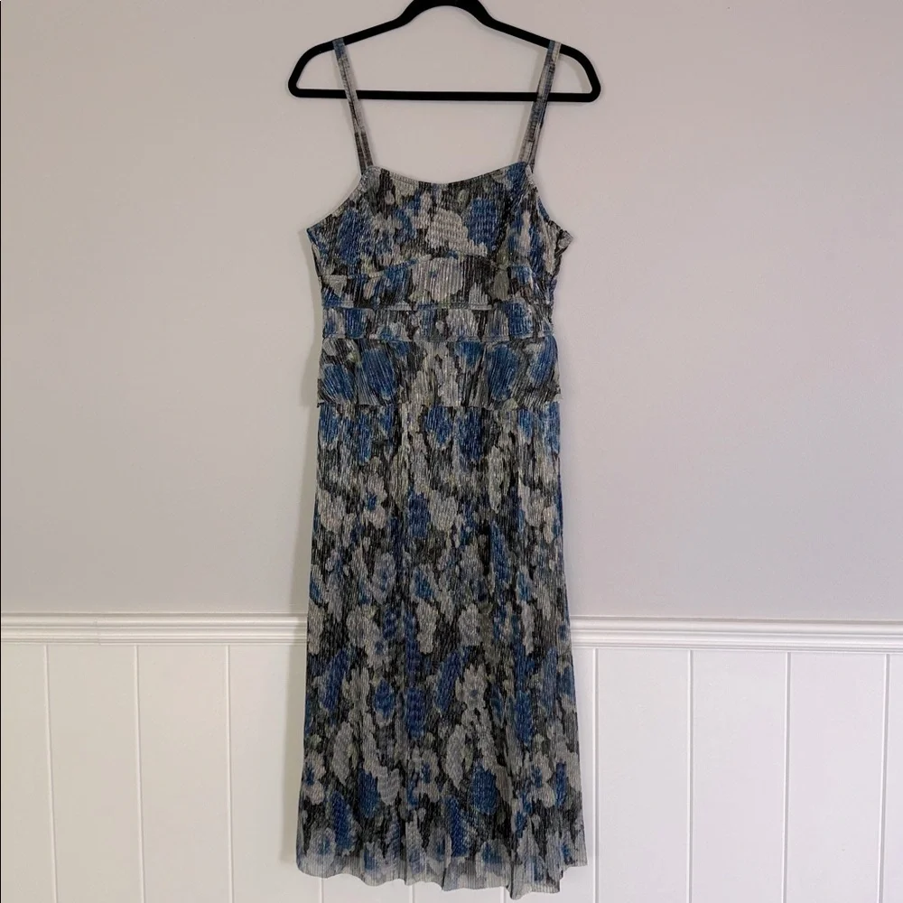 Anewsta Printed Blue Strappy Long Midi Dress With Gathered medium nwt - Picture 5 of 5